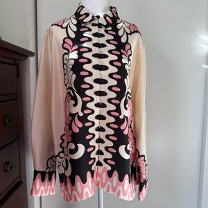 Zara Women's Pink and Black Button Down Shirt